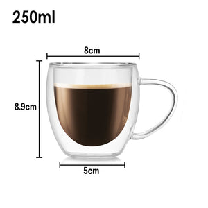 Heat Resistant Double Wall Glass Coffee/Tea Cups And Mugs  Travel Double Coffee Mugs With The Handle Mugs Drinking  Shot Glasses