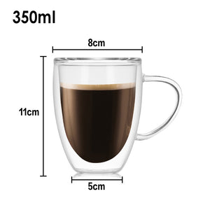 Heat Resistant Double Wall Glass Coffee/Tea Cups And Mugs  Travel Double Coffee Mugs With The Handle Mugs Drinking  Shot Glasses