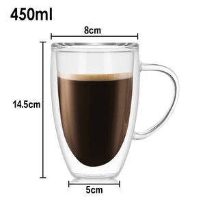 Heat Resistant Double Wall Glass Coffee/Tea Cups And Mugs  Travel Double Coffee Mugs With The Handle Mugs Drinking  Shot Glasses